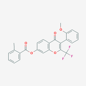 3-(2-methoxyphenyl)-4-oxo-2-(trifluoromethyl)-4H-chromen-7-yl 2-methylbenzoate