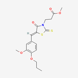 molecular formula C18H21NO5S2 B3914900 methyl 3-[5-(3-methoxy-4-propoxybenzylidene)-4-oxo-2-thioxo-1,3-thiazolidin-3-yl]propanoate 