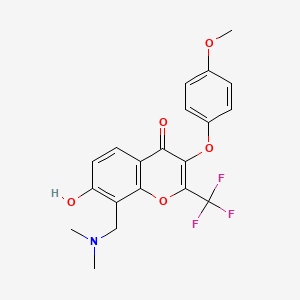 molecular formula C20H18F3NO5 B3914906 8-[(dimethylamino)methyl]-7-hydroxy-3-(4-methoxyphenoxy)-2-(trifluoromethyl)-4H-chromen-4-one 