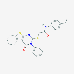 N-(4-ethylphenyl)-2-[(4-oxo-3-phenyl-5,6,7,8-tetrahydro-[1]benzothiolo[2,3-d]pyrimidin-2-yl)sulfanyl]acetamide