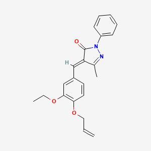 molecular formula C22H22N2O3 B3915113 (4E)-4-[(3-ethoxy-4-prop-2-enoxyphenyl)methylidene]-5-methyl-2-phenylpyrazol-3-one 