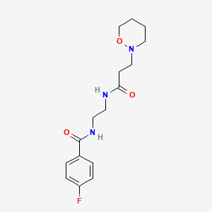 molecular formula C16H22FN3O3 B3915169 4-fluoro-N-(2-{[3-(1,2-oxazinan-2-yl)propanoyl]amino}ethyl)benzamide 