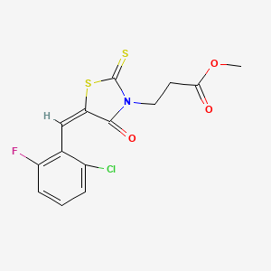 molecular formula C14H11ClFNO3S2 B3915232 methyl 3-[5-(2-chloro-6-fluorobenzylidene)-4-oxo-2-thioxo-1,3-thiazolidin-3-yl]propanoate 