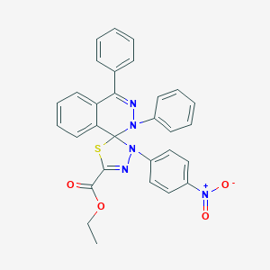 molecular formula C30H23N5O4S B391526 Ethyl 2,4-diphenyl-4'-(4-nitrophenyl)-1,2,4',5'-tetrahydrospiro[phthalazine-1,5'-[1,3,4]thiadiazole]-2'-carboxylate 