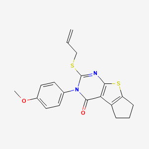 molecular formula C19H18N2O2S2 B3915263 2-(allylthio)-3-(4-methoxyphenyl)-3,5,6,7-tetrahydro-4H-cyclopenta[4,5]thieno[2,3-d]pyrimidin-4-one CAS No. 6141-50-0