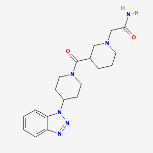 molecular formula C19H26N6O2 B3915300 2-(3-{[4-(1H-1,2,3-benzotriazol-1-yl)piperidin-1-yl]carbonyl}piperidin-1-yl)acetamide 