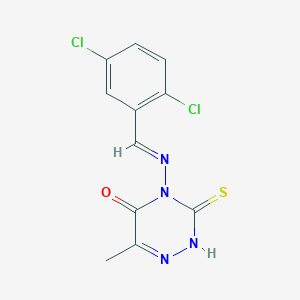 molecular formula C11H8Cl2N4OS B3915362 4-[(2,5-dichlorobenzylidene)amino]-6-methyl-3-thioxo-3,4-dihydro-1,2,4-triazin-5(2H)-one 