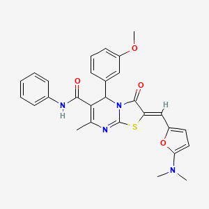 molecular formula C28H26N4O4S B3915364 2-{[5-(dimethylamino)-2-furyl]methylene}-5-(3-methoxyphenyl)-7-methyl-3-oxo-N-phenyl-2,3-dihydro-5H-[1,3]thiazolo[3,2-a]pyrimidine-6-carboxamide 