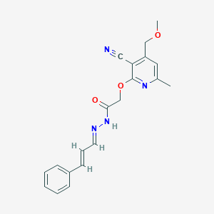 molecular formula C20H20N4O3 B391537 2-{[3-cyano-4-(methoxymethyl)-6-methyl-2-pyridinyl]oxy}-N'-(3-phenyl-2-propenylidene)acetohydrazide 