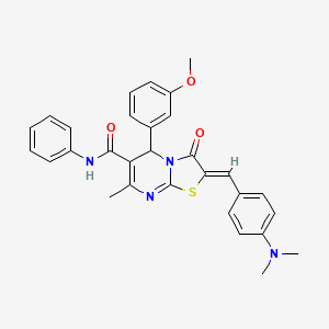 molecular formula C30H28N4O3S B3915385 2-[4-(dimethylamino)benzylidene]-5-(3-methoxyphenyl)-7-methyl-3-oxo-N-phenyl-2,3-dihydro-5H-[1,3]thiazolo[3,2-a]pyrimidine-6-carboxamide 