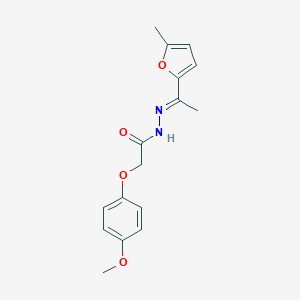 molecular formula C16H18N2O4 B391540 2-(4-methoxyphenoxy)-N'-[1-(5-methyl-2-furyl)ethylidene]acetohydrazide 
