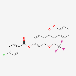 3-(2-methoxyphenyl)-4-oxo-2-(trifluoromethyl)-4H-chromen-7-yl 4-chlorobenzoate