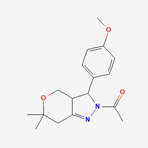 1-[3-(4-methoxyphenyl)-6,6-dimethyl-3a,4,6,7-tetrahydropyrano[4,3-c]pyrazol-2(3H)-yl]ethanone