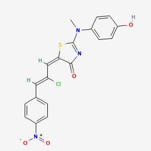 (5E)-5-[(Z)-2-chloro-3-(4-nitrophenyl)prop-2-enylidene]-2-(4-hydroxy-N-methylanilino)-1,3-thiazol-4-one