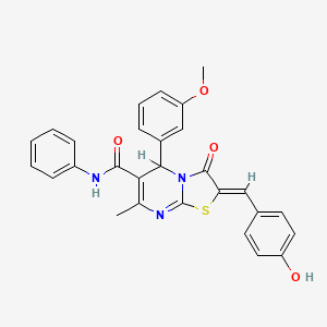 molecular formula C28H23N3O4S B3915424 2-(4-hydroxybenzylidene)-5-(3-methoxyphenyl)-7-methyl-3-oxo-N-phenyl-2,3-dihydro-5H-[1,3]thiazolo[3,2-a]pyrimidine-6-carboxamide 