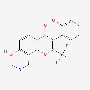 molecular formula C20H18F3NO4 B3915490 8-[(dimethylamino)methyl]-7-hydroxy-3-(2-methoxyphenyl)-2-(trifluoromethyl)-4H-chromen-4-one 