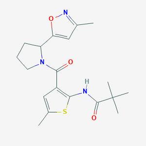 molecular formula C19H25N3O3S B3915495 2,2-dimethyl-N-(5-methyl-3-{[2-(3-methylisoxazol-5-yl)pyrrolidin-1-yl]carbonyl}-2-thienyl)propanamide 