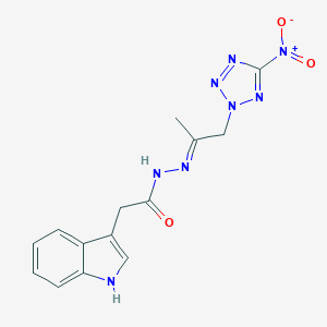 molecular formula C14H14N8O3 B391550 2-(1H-indol-3-yl)-N'~1~-[(E)-1-methyl-2-(5-nitro-2H-1,2,3,4-tetraazol-2-yl)ethylidene]acetohydrazide 