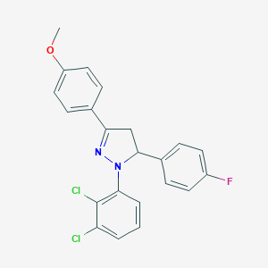 molecular formula C22H17Cl2FN2O B391554 1-(2,3-dichlorophenyl)-5-(4-fluorophenyl)-3-(4-methoxyphenyl)-4,5-dihydro-1H-pyrazole 