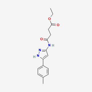 molecular formula C16H19N3O3 B3915554 ethyl 4-{[3-(4-methylphenyl)-1H-pyrazol-5-yl]amino}-4-oxobutanoate 