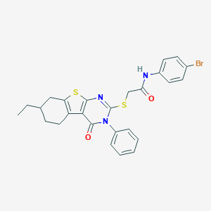 N-(4-bromophenyl)-2-[(7-ethyl-4-oxo-3-phenyl-3,4,5,6,7,8-hexahydro[1]benzothieno[2,3-d]pyrimidin-2-yl)sulfanyl]acetamide