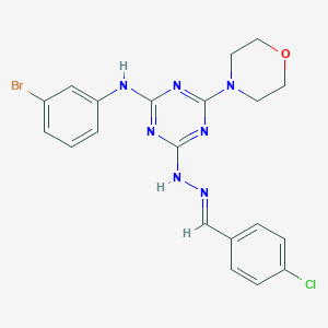 molecular formula C20H19BrClN7O B391559 4-Chlorobenzaldehyde [4-(3-bromoanilino)-6-(4-morpholinyl)-1,3,5-triazin-2-yl]hydrazone 