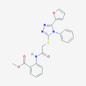molecular formula C22H18N4O4S B391561 Methyl 2-[(([5-(2-furyl)-4-phenyl-4h-1,2,4-triazol-3-yl]thio)acetyl)amino]benzoate CAS No. 332867-75-1