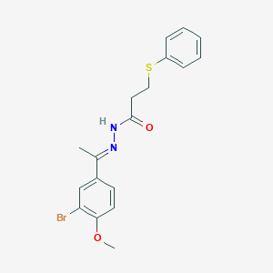 molecular formula C18H19BrN2O2S B3915676 N'-[1-(3-bromo-4-methoxyphenyl)ethylidene]-3-(phenylthio)propanohydrazide 