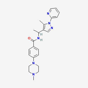 4-(4-methyl-1-piperazinyl)-N-{1-[5-methyl-1-(2-pyridinyl)-1H-pyrazol-4-yl]ethyl}benzamide