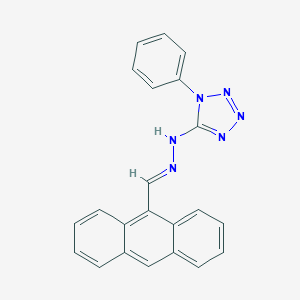 molecular formula C22H16N6 B391574 9-anthracenecarbaldehyde (1-phenyl-1H-tetraazol-5-yl)hydrazone 