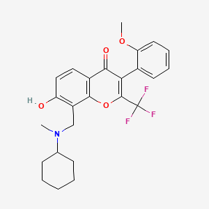 molecular formula C25H26F3NO4 B3915753 8-{[cyclohexyl(methyl)amino]methyl}-7-hydroxy-3-(2-methoxyphenyl)-2-(trifluoromethyl)-4H-chromen-4-one 