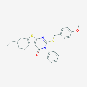 7-ethyl-2-[(4-methoxybenzyl)sulfanyl]-3-phenyl-5,6,7,8-tetrahydro[1]benzothieno[2,3-d]pyrimidin-4(3H)-one