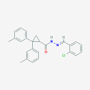 molecular formula C25H23ClN2O B391578 N'-(2-chlorobenzylidene)-2,2-bis(3-methylphenyl)cyclopropanecarbohydrazide 