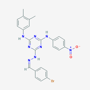 4-Bromobenzaldehyde (4-(3,4-dimethylanilino)-6-{4-nitroanilino}-1,3,5-triazin-2-yl)hydrazone