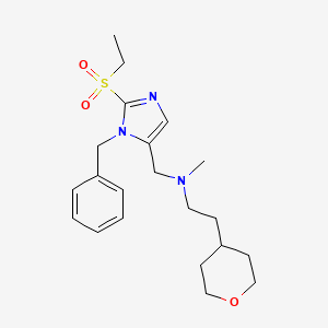 molecular formula C21H31N3O3S B3915796 N-{[1-benzyl-2-(ethylsulfonyl)-1H-imidazol-5-yl]methyl}-N-methyl-2-(tetrahydro-2H-pyran-4-yl)ethanamine 