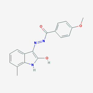 4-methoxy-N'-(7-methyl-2-oxo-1,2-dihydro-3H-indol-3-ylidene)benzohydrazide