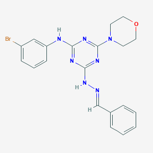 Benzaldehyde [4-(3-bromoanilino)-6-(4-morpholinyl)-1,3,5-triazin-2-yl]hydrazone