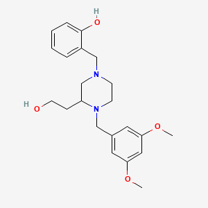 molecular formula C22H30N2O4 B3915916 2-{[4-(3,5-dimethoxybenzyl)-3-(2-hydroxyethyl)-1-piperazinyl]methyl}phenol 