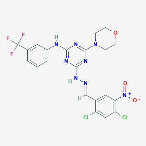 2,4-Dichloro-5-nitrobenzaldehyde {4-(4-morpholinyl)-6-[3-(trifluoromethyl)anilino]-1,3,5-triazin-2-yl}hydrazone