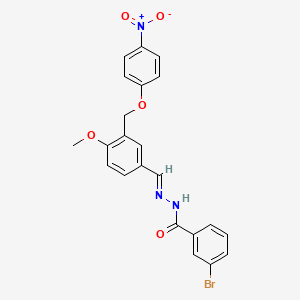 molecular formula C22H18BrN3O5 B3916007 3-bromo-N'-{4-methoxy-3-[(4-nitrophenoxy)methyl]benzylidene}benzohydrazide 