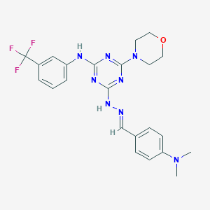 4-(Dimethylamino)benzaldehyde {4-(4-morpholinyl)-6-[3-(trifluoromethyl)anilino]-1,3,5-triazin-2-yl}hydrazone
