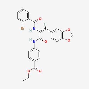 ethyl 4-[[(E)-3-(1,3-benzodioxol-5-yl)-2-[(2-bromobenzoyl)amino]prop-2-enoyl]amino]benzoate