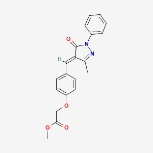 molecular formula C20H18N2O4 B3916093 methyl {4-[(3-methyl-5-oxo-1-phenyl-1,5-dihydro-4H-pyrazol-4-ylidene)methyl]phenoxy}acetate 