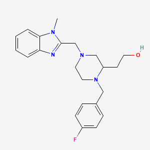 molecular formula C22H27FN4O B3916108 2-{1-(4-fluorobenzyl)-4-[(1-methyl-1H-benzimidazol-2-yl)methyl]-2-piperazinyl}ethanol 
