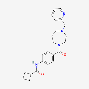 molecular formula C23H28N4O2 B3916130 N-(4-{[4-(pyridin-2-ylmethyl)-1,4-diazepan-1-yl]carbonyl}phenyl)cyclobutanecarboxamide 