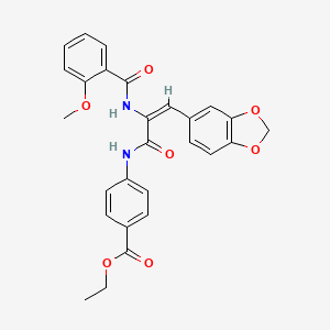 ethyl 4-[[(E)-3-(1,3-benzodioxol-5-yl)-2-[(2-methoxybenzoyl)amino]prop-2-enoyl]amino]benzoate