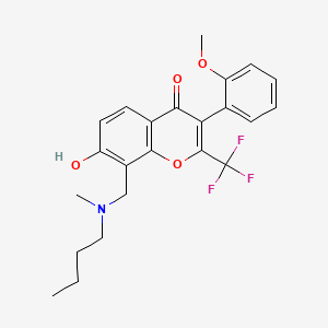 molecular formula C23H24F3NO4 B3916158 8-{[butyl(methyl)amino]methyl}-7-hydroxy-3-(2-methoxyphenyl)-2-(trifluoromethyl)-4H-chromen-4-one 
