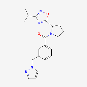 molecular formula C20H23N5O2 B3916167 3-isopropyl-5-{1-[3-(1H-pyrazol-1-ylmethyl)benzoyl]pyrrolidin-2-yl}-1,2,4-oxadiazole 