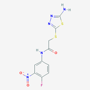 molecular formula C10H8FN5O3S2 B391619 2-[(5-amino-1,3,4-thiadiazol-2-yl)sulfanyl]-N-(4-fluoro-3-nitrophenyl)acetamide CAS No. 401574-36-5