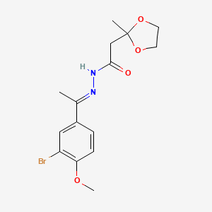 molecular formula C15H19BrN2O4 B3916214 N'-[1-(3-bromo-4-methoxyphenyl)ethylidene]-2-(2-methyl-1,3-dioxolan-2-yl)acetohydrazide 